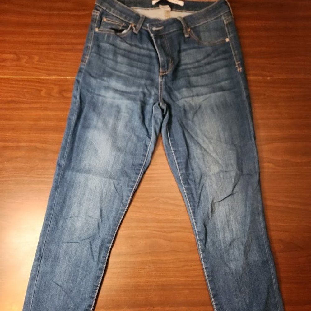 Midrise ankle skinny jeans.